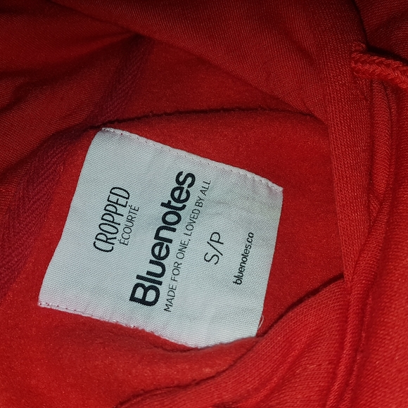 Red and white women's cropped hoodie - Picture 3 of 3